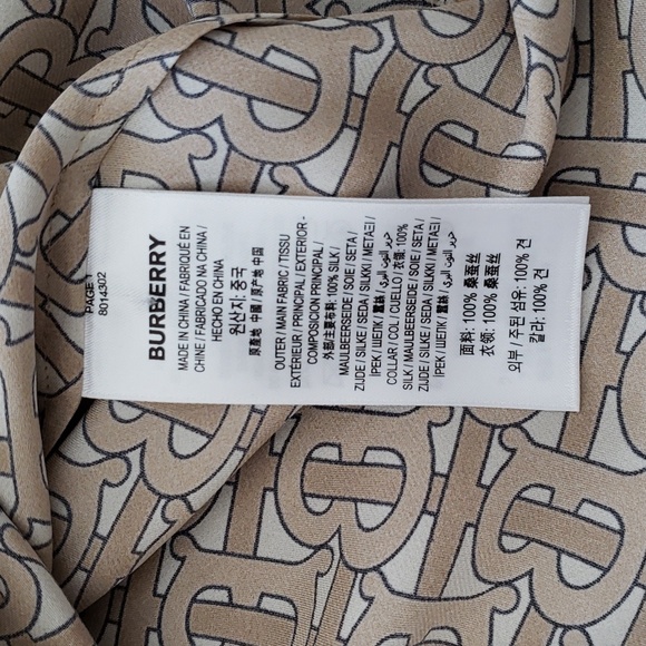 BURBERRY TB MONOGRAM 100% SILK OVERSIZED SHIRT BLOUSE TOP - Picture 11 of 13